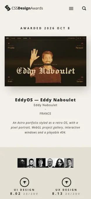 CSS Design Awards mobile